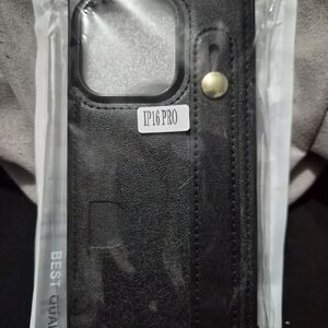 Premium Black Leather Phone Case for IP16 Pro